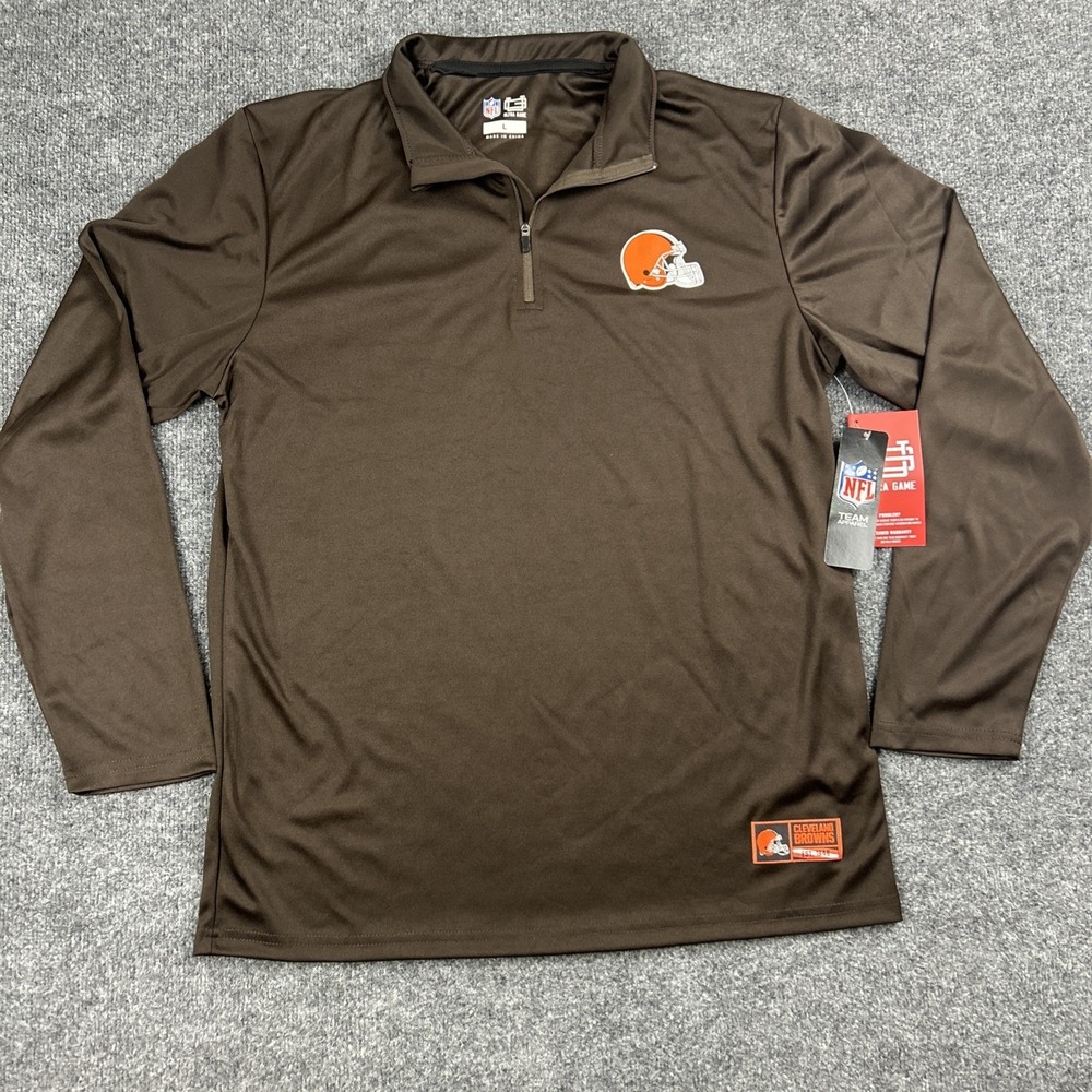 Ultra Game Cleveland Browns NFL Team Apparel Quarter Zip long sleeve size Large